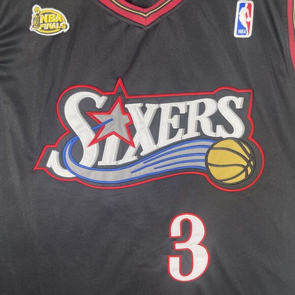 VTG Mitchell & Ness Jersey 2001 NBA Finals Allen Iverson 76ers Mens 5XL Black - Picture 3 of 10